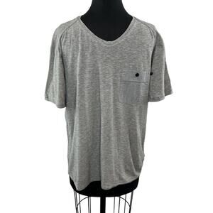 Alchemy Equipment Men Gray V-Neck Pocket Short Sleeve Top Organic Cotton Hemp M